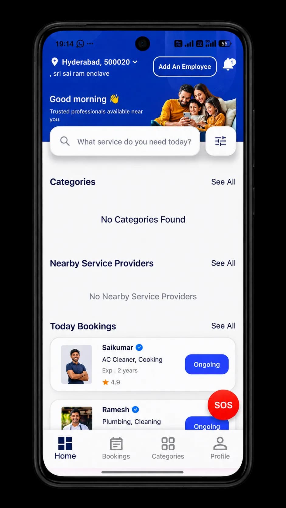 Servy app with workers, payments and records